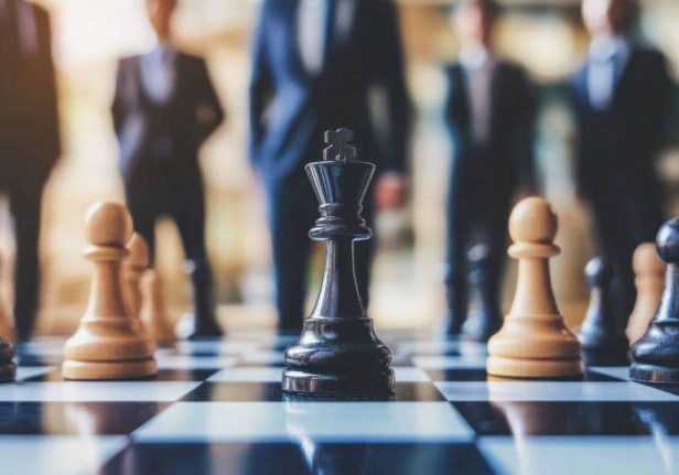 Business leaders in a sharp image, engaged in high-stakes decision-making and team productivity